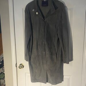 Elegant Women's Gray Trench Suede Coat